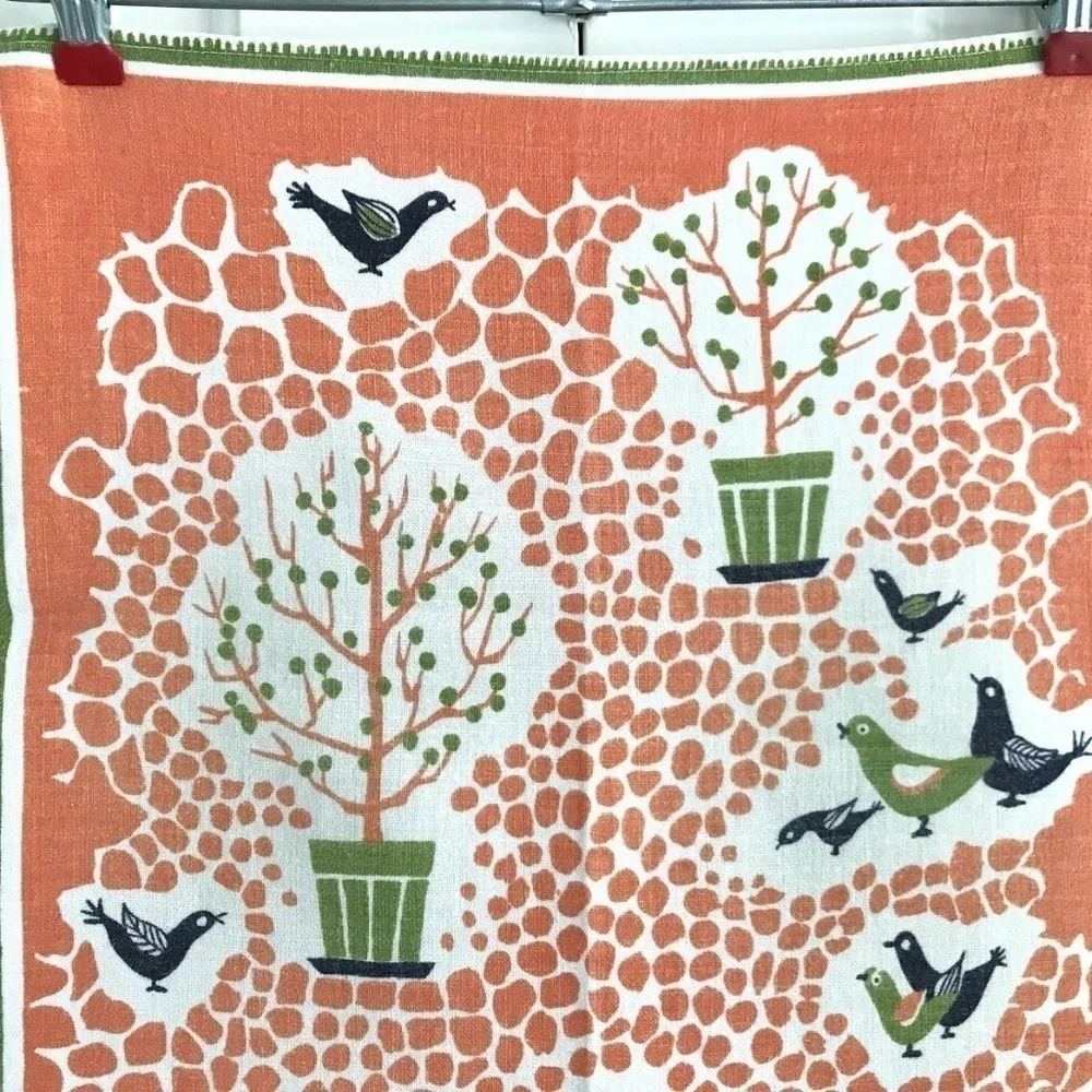 Vintage 1950s Swedish Tea Towel Family Outdoor Scene Wall Hanging